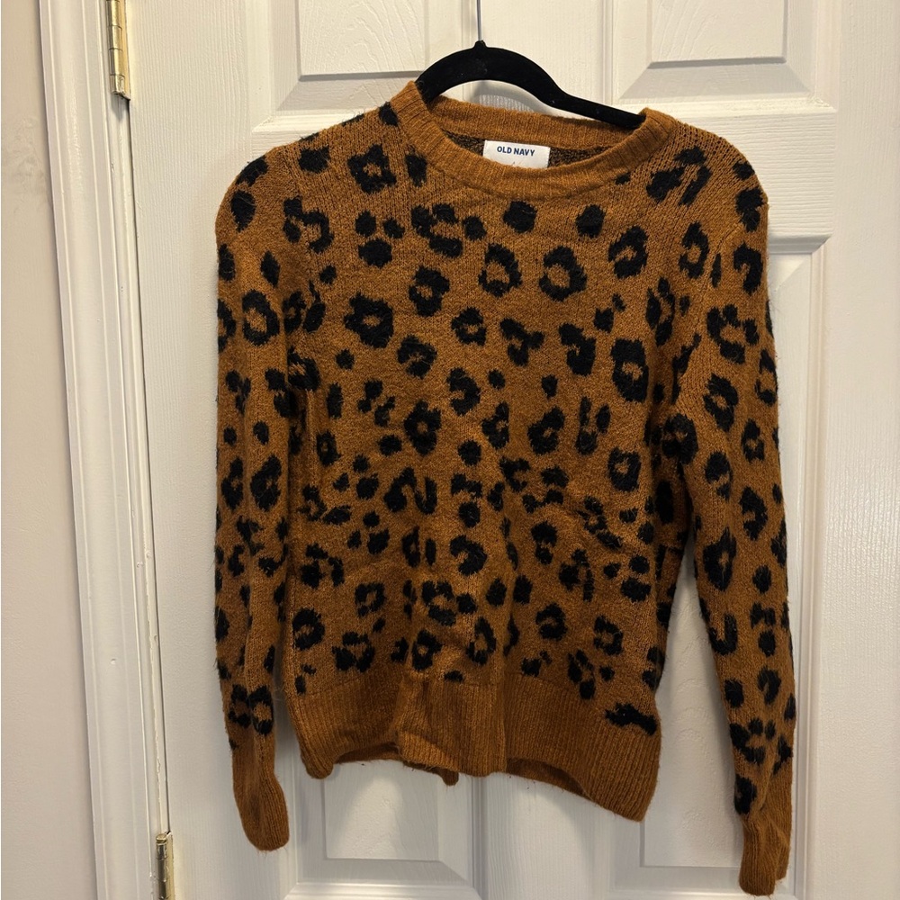 Old Navy Women's Animal Print Sweater - Brown and Black